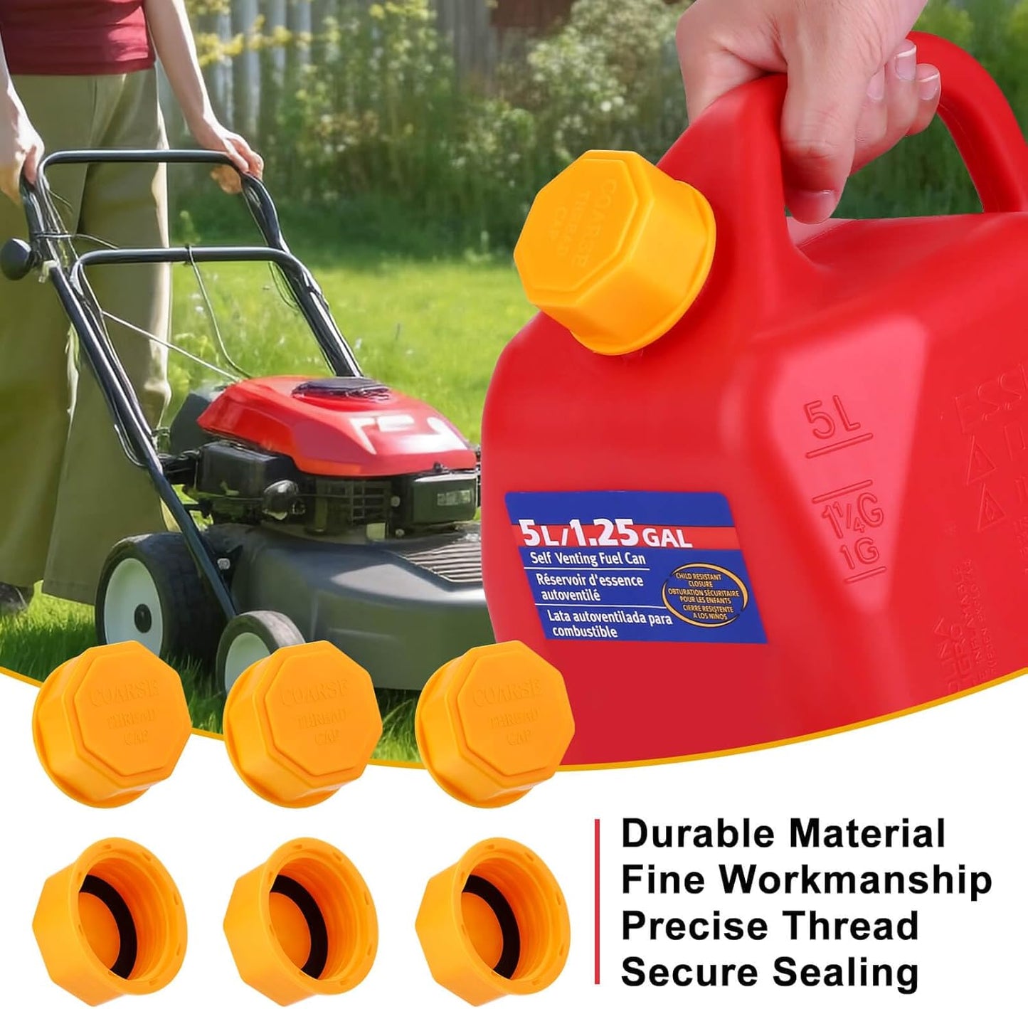 6PCS Gas Can Replacement Caps, Universal Coarse Thread