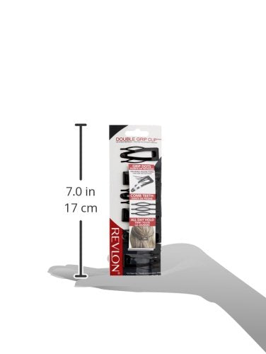 Rubberized Double Grip Black Hair Clips, 6-Count