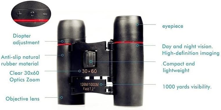 Compact 30X60 Binoculars, Lightweight Foldable