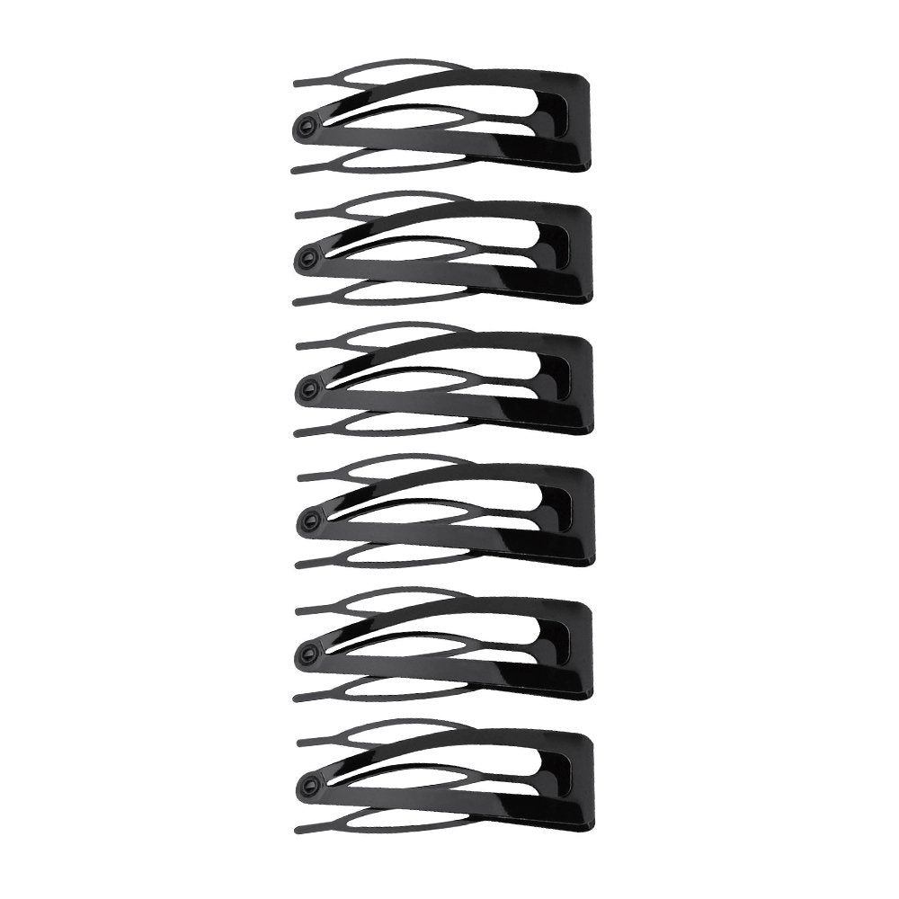 Rubberized Double Grip Black Hair Clips, 6-Count