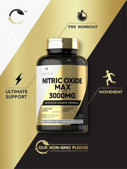 Nitric Oxide Supplement 3000mg, Pre-Workout with L-Arginine