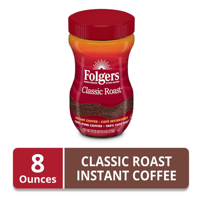 Folgers Classic Roast Instant Coffee, 8 oz
