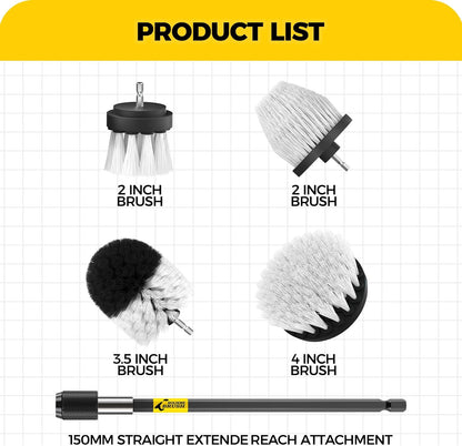 5-Pack Drill Brush Attachment Set for Car Interior Detailing