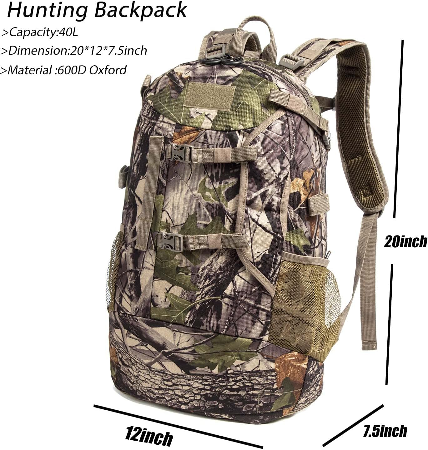 Hunting Backpack with Rain Cover, Green