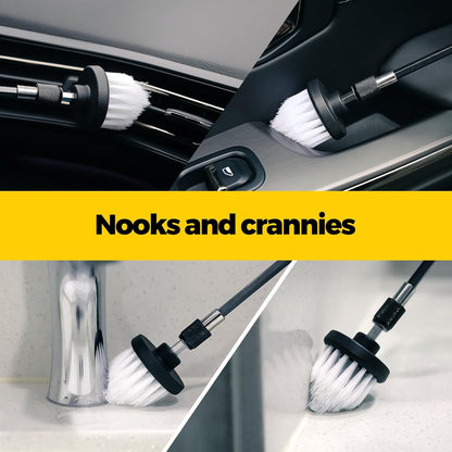 5-Pack Drill Brush Attachment Set for Car Interior Detailing