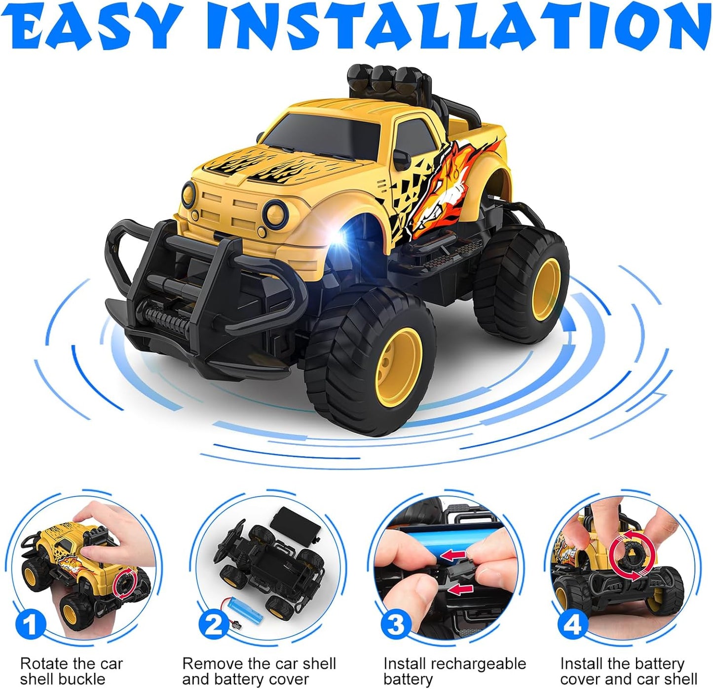 1:43 Scale Remote Control Car for Boys 3-7, Yellow Gift Toy