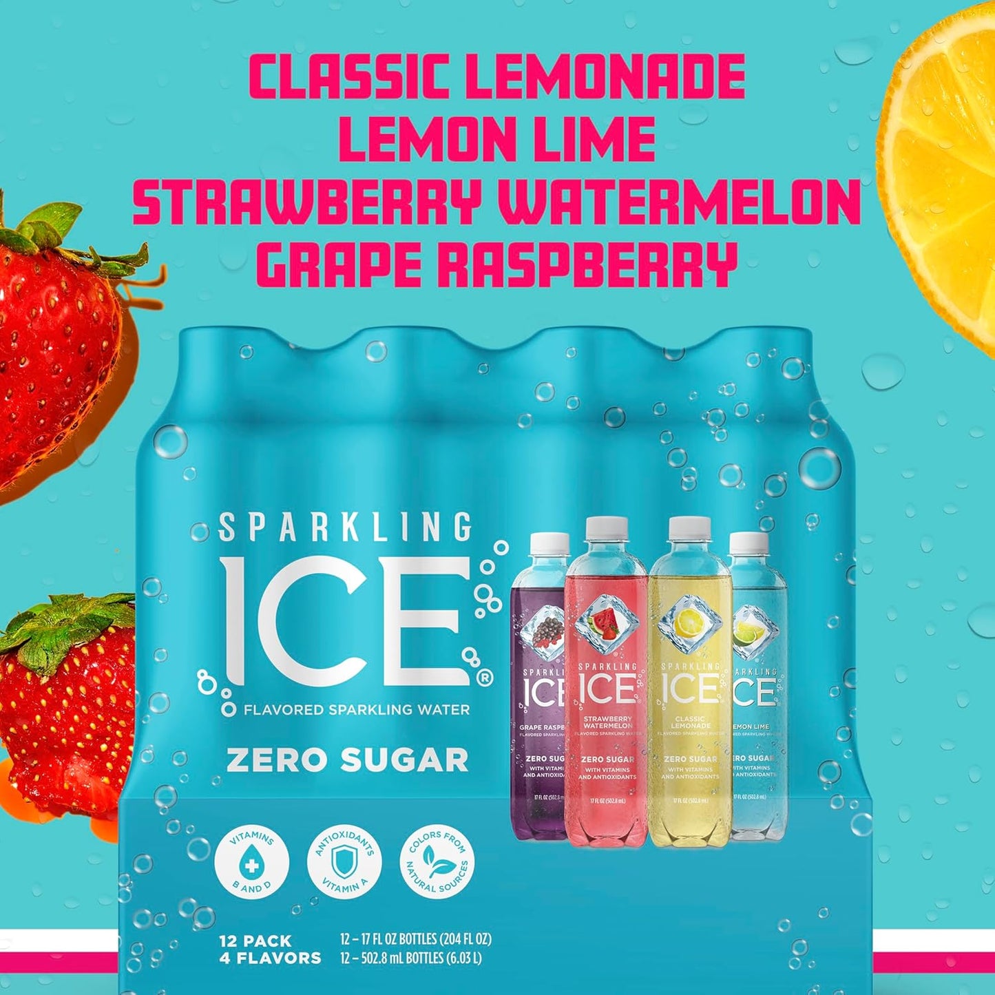 Sparkling Ice Blue Variety Pack, 17oz, 12-Count